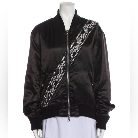 Crystal Amiri Bomber Jacket - Black - size L - Unisex - Silk Bomber Jacket Coat - Picture 7 of 16